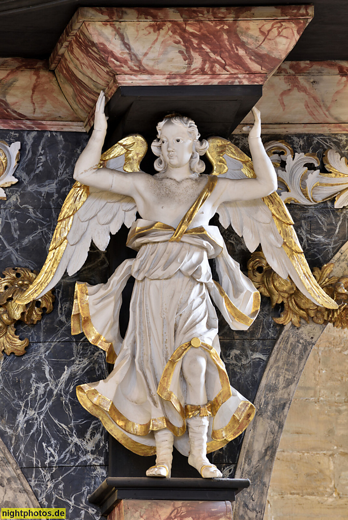 Erfurt. Severikirche gotisch erbaut 1270-1500 als Hallenkirche. Katholisch. Barock Engel