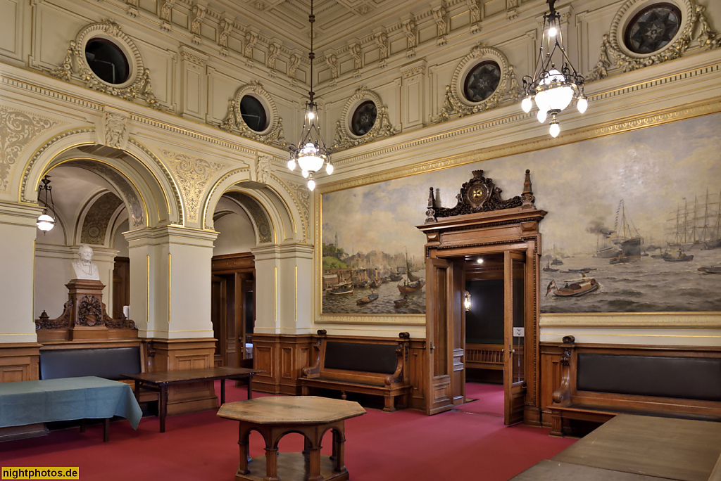 Hamburg Rathaus erbaut 1886-1897 von Martin Haller in Neorenaissance. Lobby der Bürgerschaft