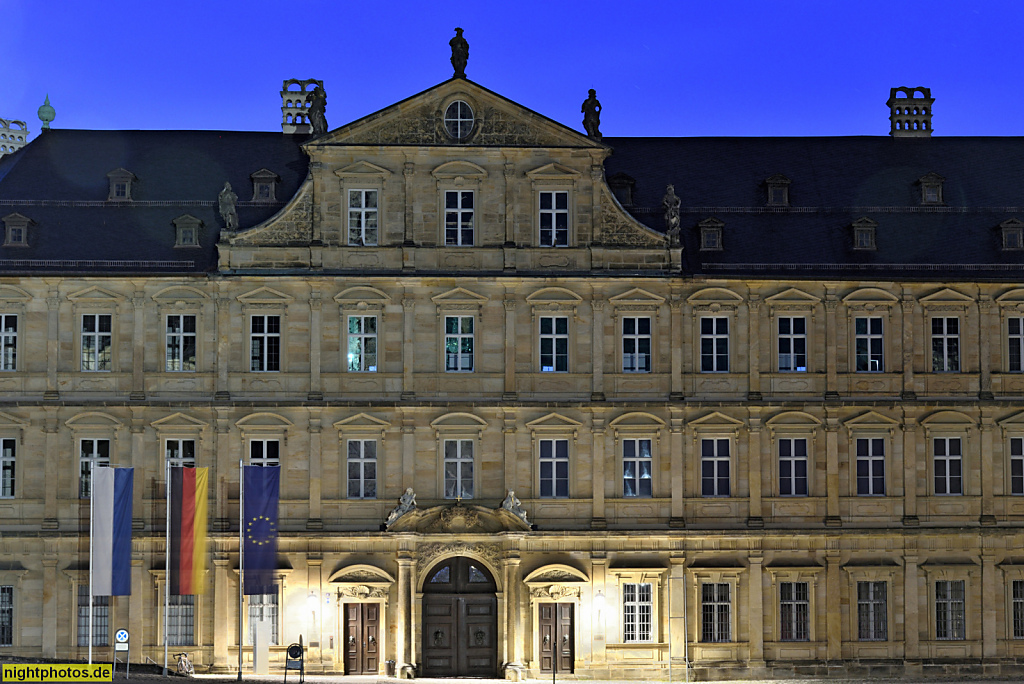 Bamberg. Neue Residenz erbaut um 1697-1703 von Johann Leonhard Dientzenhofer in Barock unter Fürstbischof Lothar Franz von Schönborn. Domplatz 8