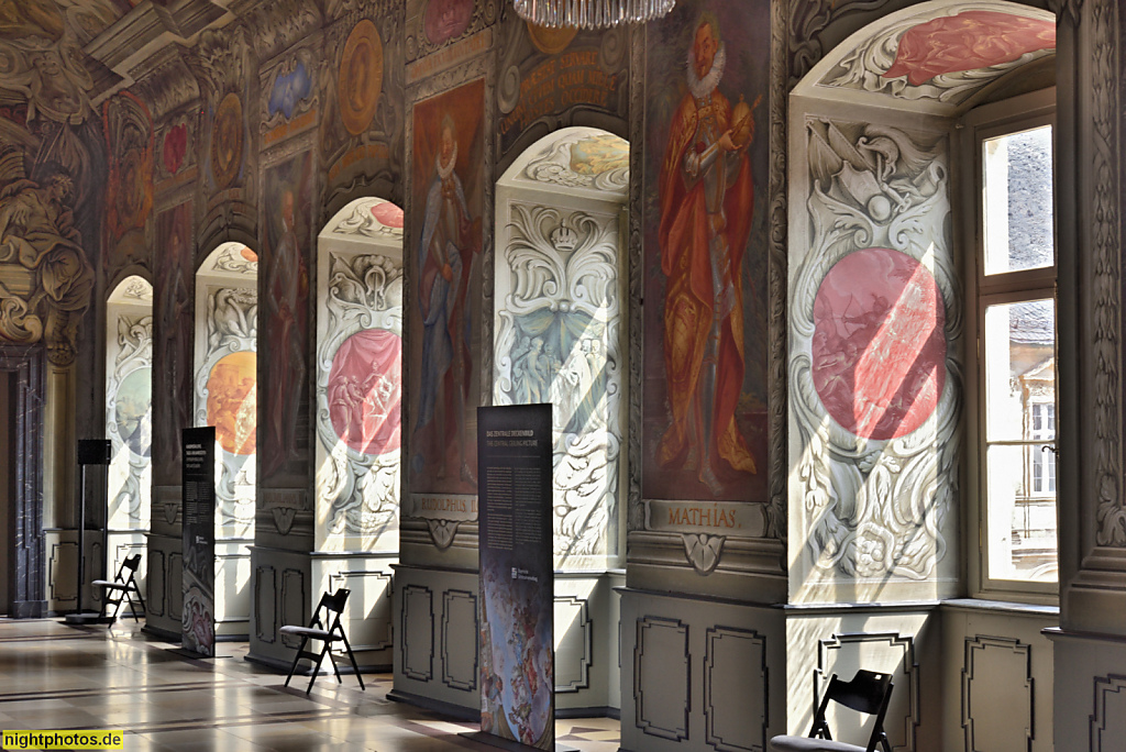 Bamberg. Neue Residenz erbaut 1697-1703 von Johann Leonhard Dientzenhofer in Barock. Kaisersaal Fresken von Melchior Steidl 1707-1709