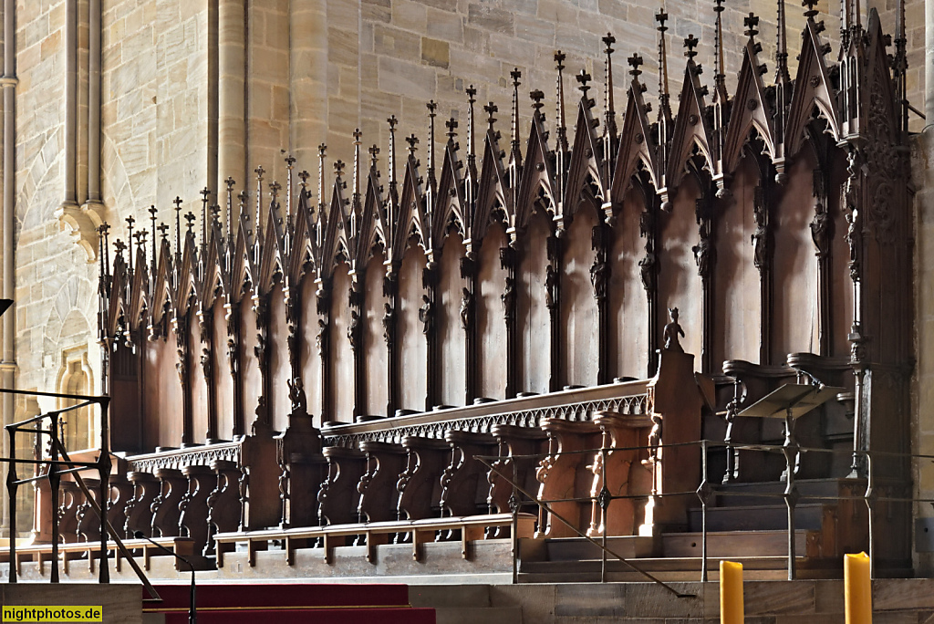 Bamberger Dom St. Peter und St. Georg. Erbaut 1203-1237 für Bischof Eckbert von Andechs-Meranien. Chorgestühl Westchor erschaffen 1380