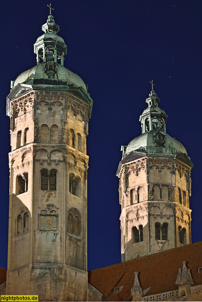Naumburg. Evangelischer Dom St Peter und Paul. Erbaut ab 13. Jhdt. Ostchor. Spätromanische Osttürme mit Barockhaube